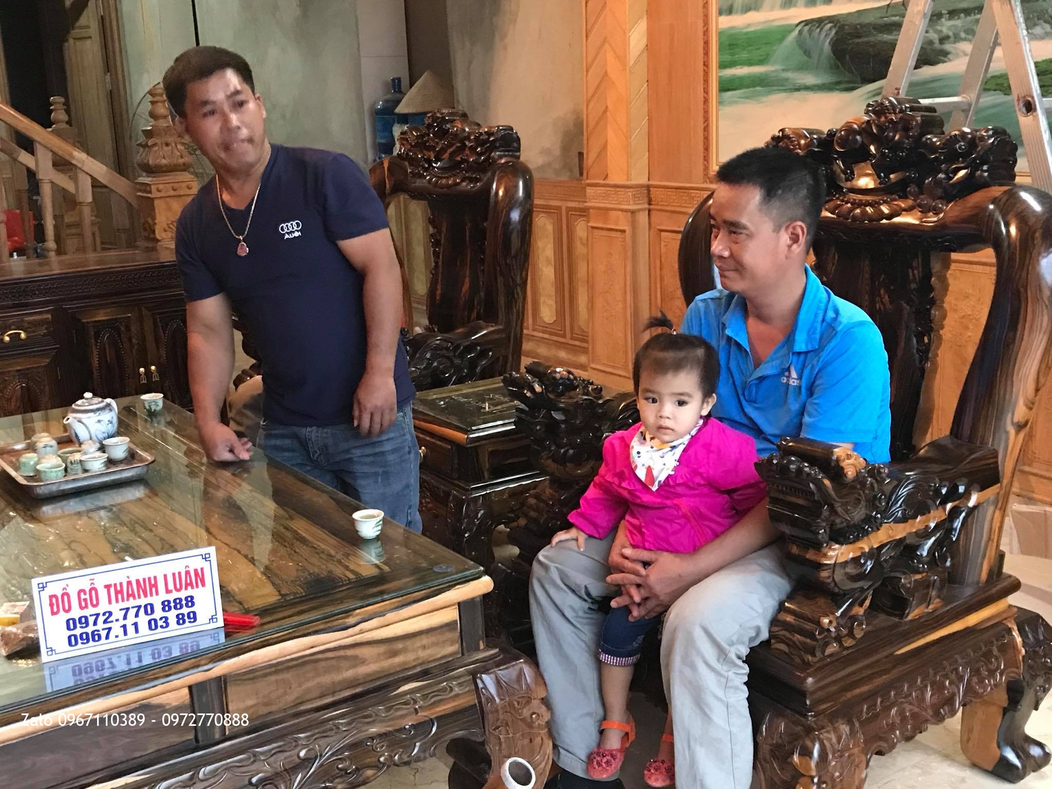 Bộ Bàn Ghế Minh Quốc Nghê Cột 13, Kệ Tivi Gỗ Mun. AC Đô Tươi Thường Tín HN:.