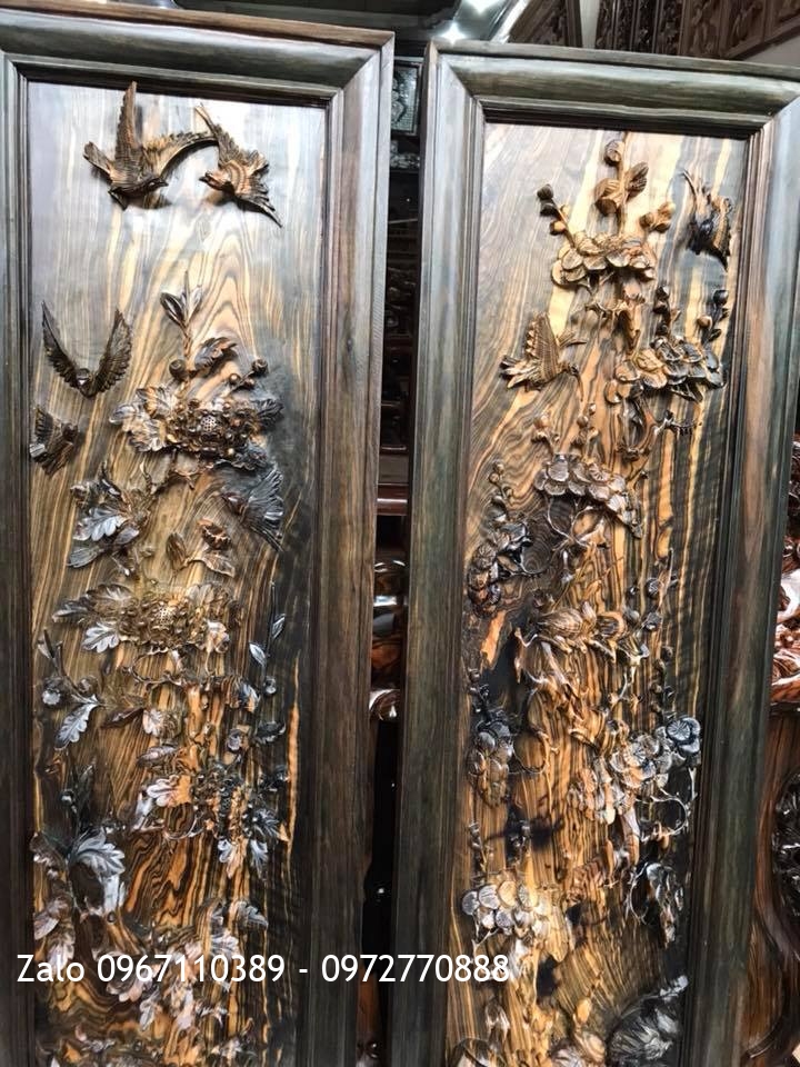 Bộ Tranh Tứ Quý Gỗ Mun Hoa,