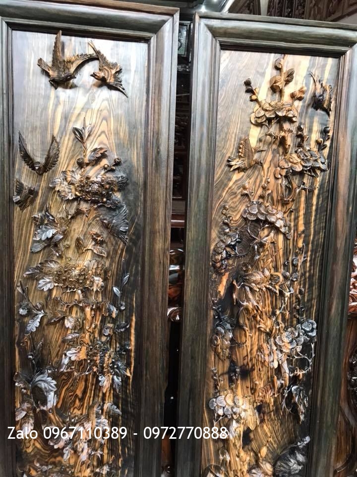 Bộ Tranh Tứ Quý Gỗ Mun Hoa,