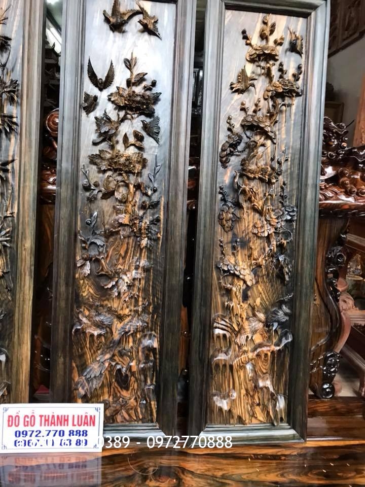 Bộ Tranh Tứ Quý Gỗ Mun Hoa,