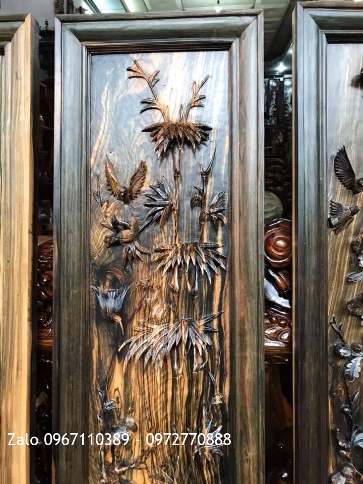 Bộ Tranh Tứ Quý Gỗ Mun Hoa: