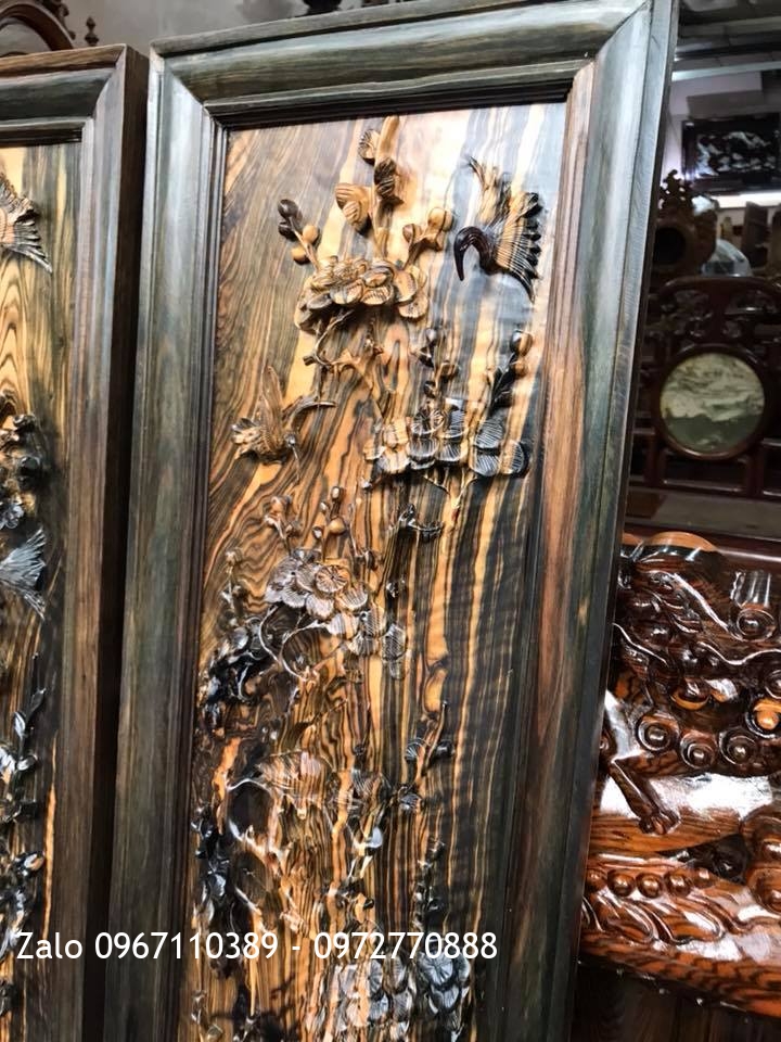 Bộ Tranh Tứ Quý Gỗ Mun Hoa:.