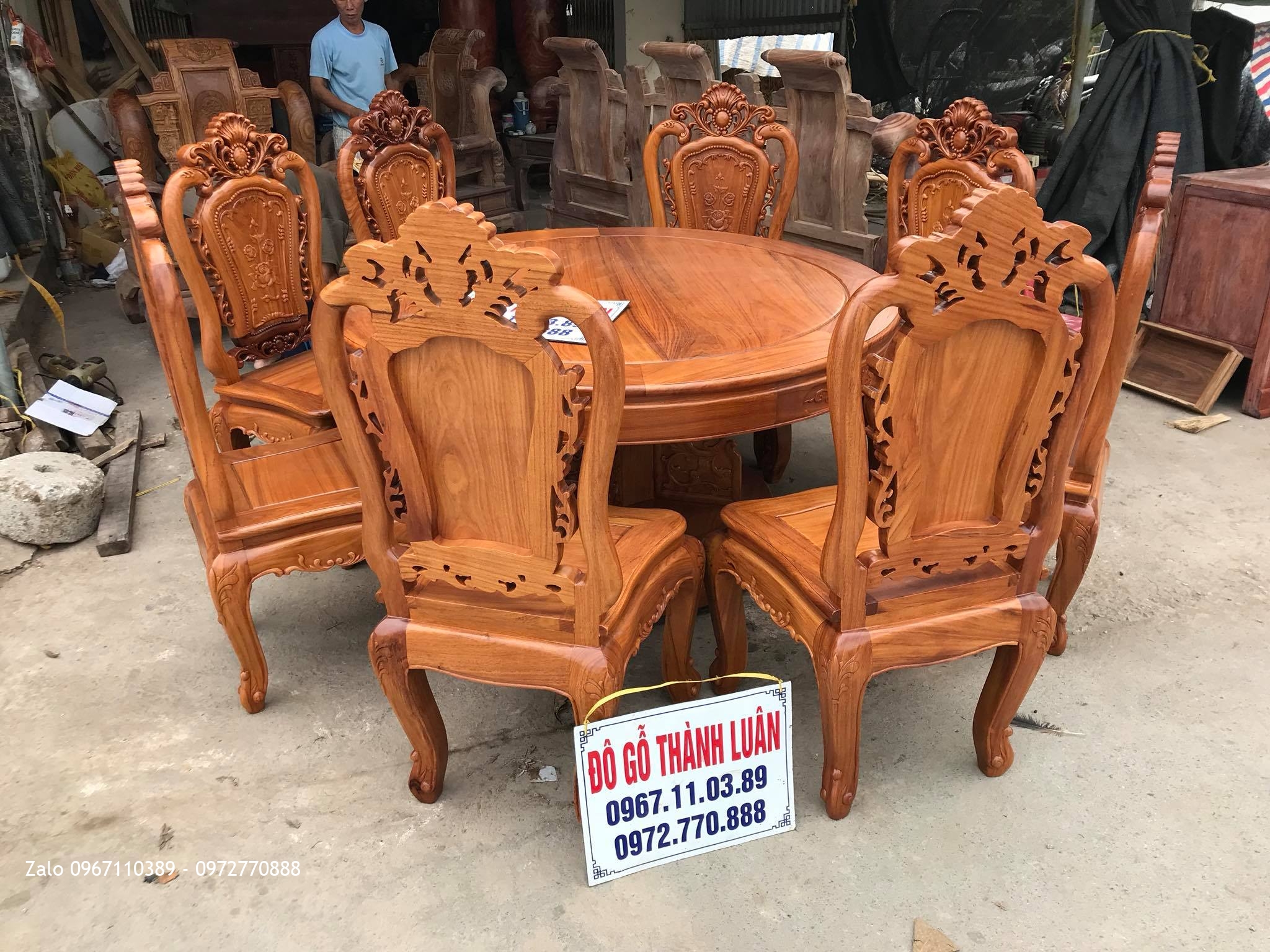 Bộ Bàn Ghế Ăn Mẫu Hoa Lan Tây Lu-i Gỗ Gõ Đỏ. Khách TPHCM