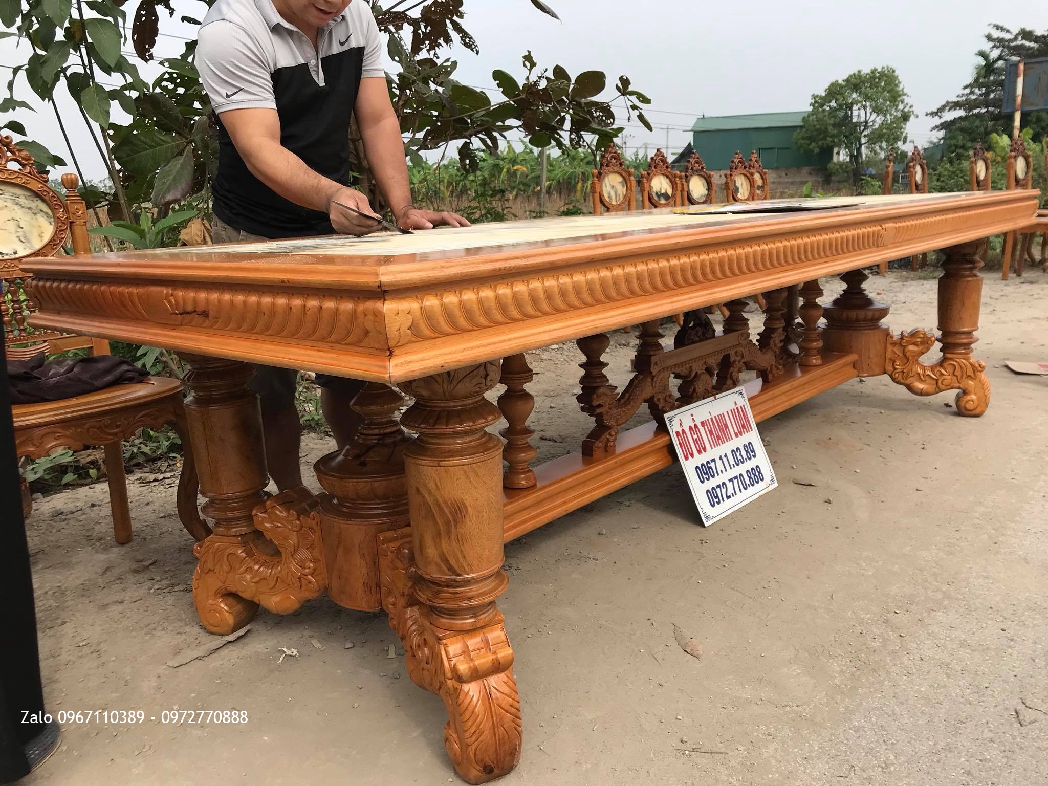 Bàn Ghế Ăn Vách Đồng Hồ Đá (Lu-i) 14 Ghế, 1 Bàn