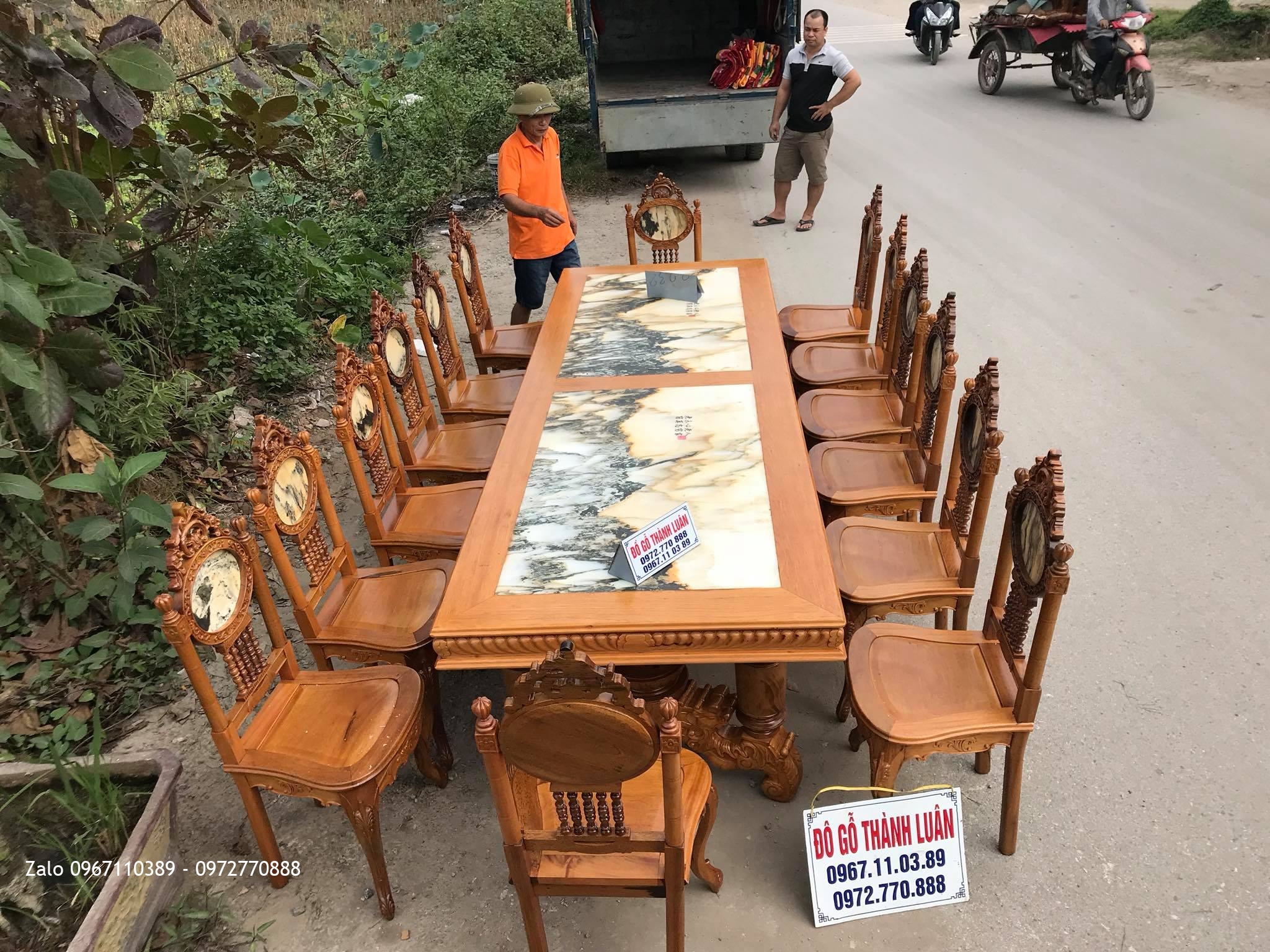 Bàn Ghế Ăn Vách Đồng Hồ Đá (Lu-i) 14 Ghế, 1 Bàn,