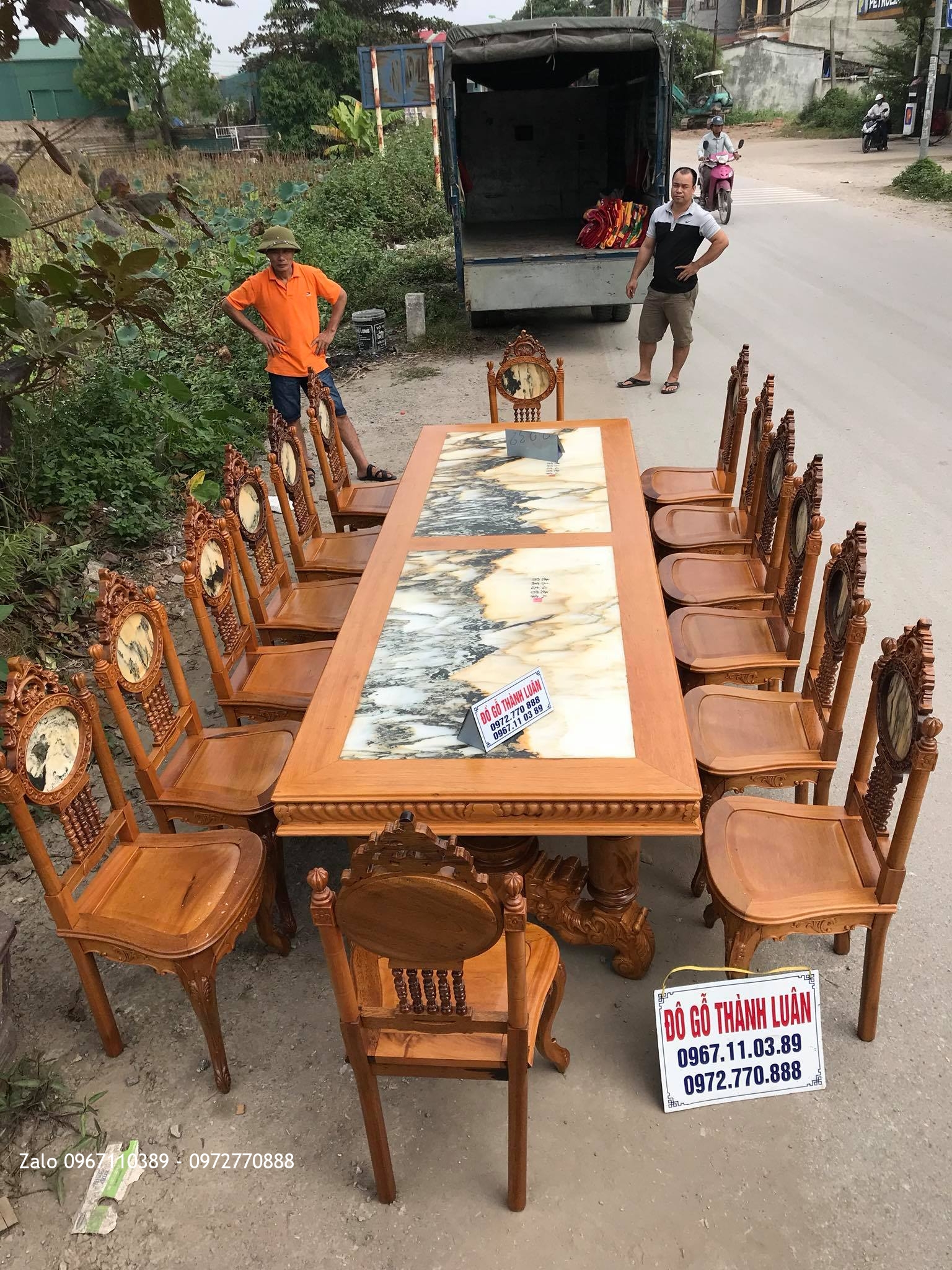 Bàn Ghế Ăn Vách Đồng Hồ Đá (Lu-i) 14 Ghế, 1 Bàn.