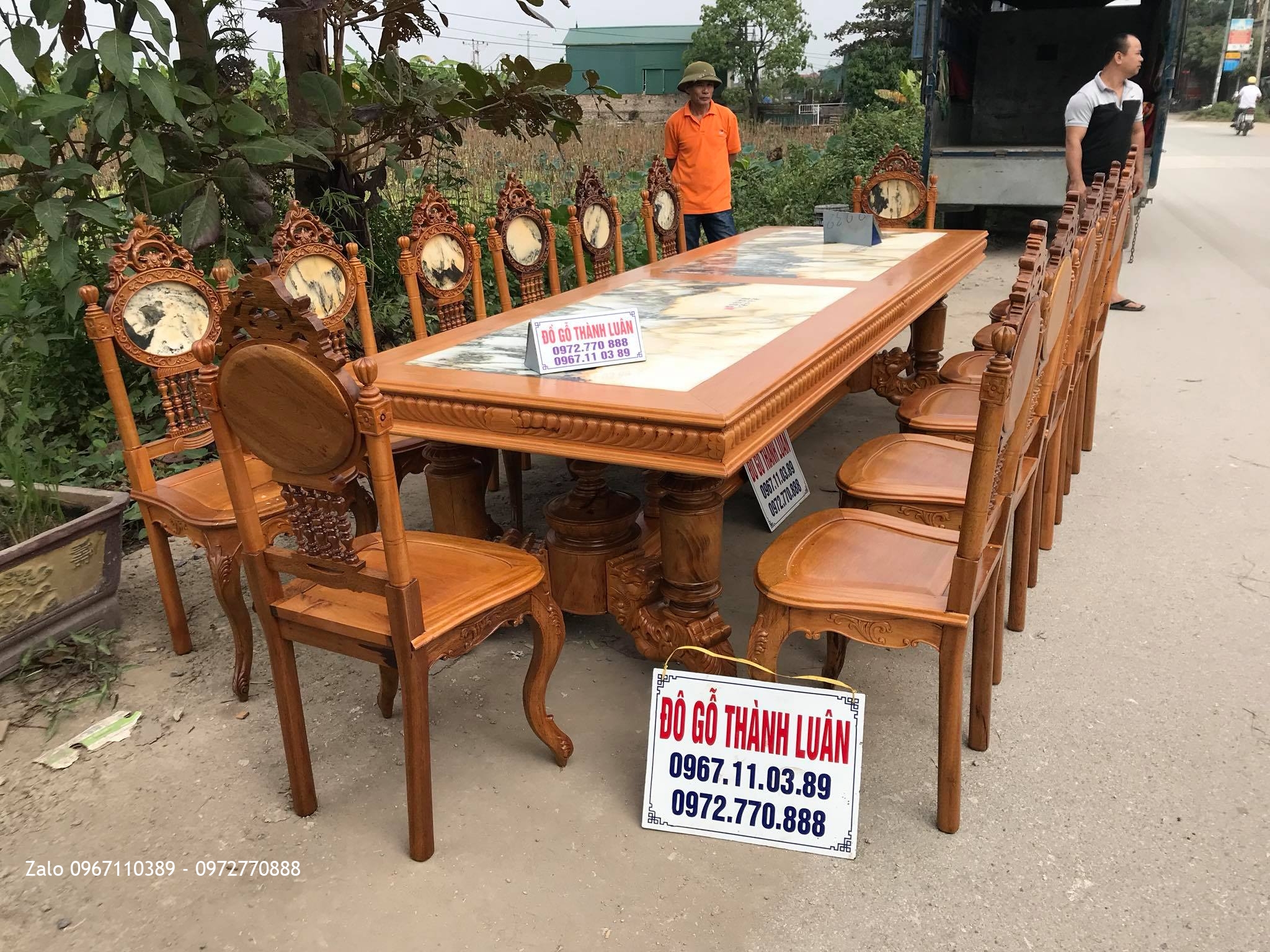 Bàn Ghế Ăn Vách Đồng Hồ Đá (Lu-i) 14 Ghế, 1 Bàn.