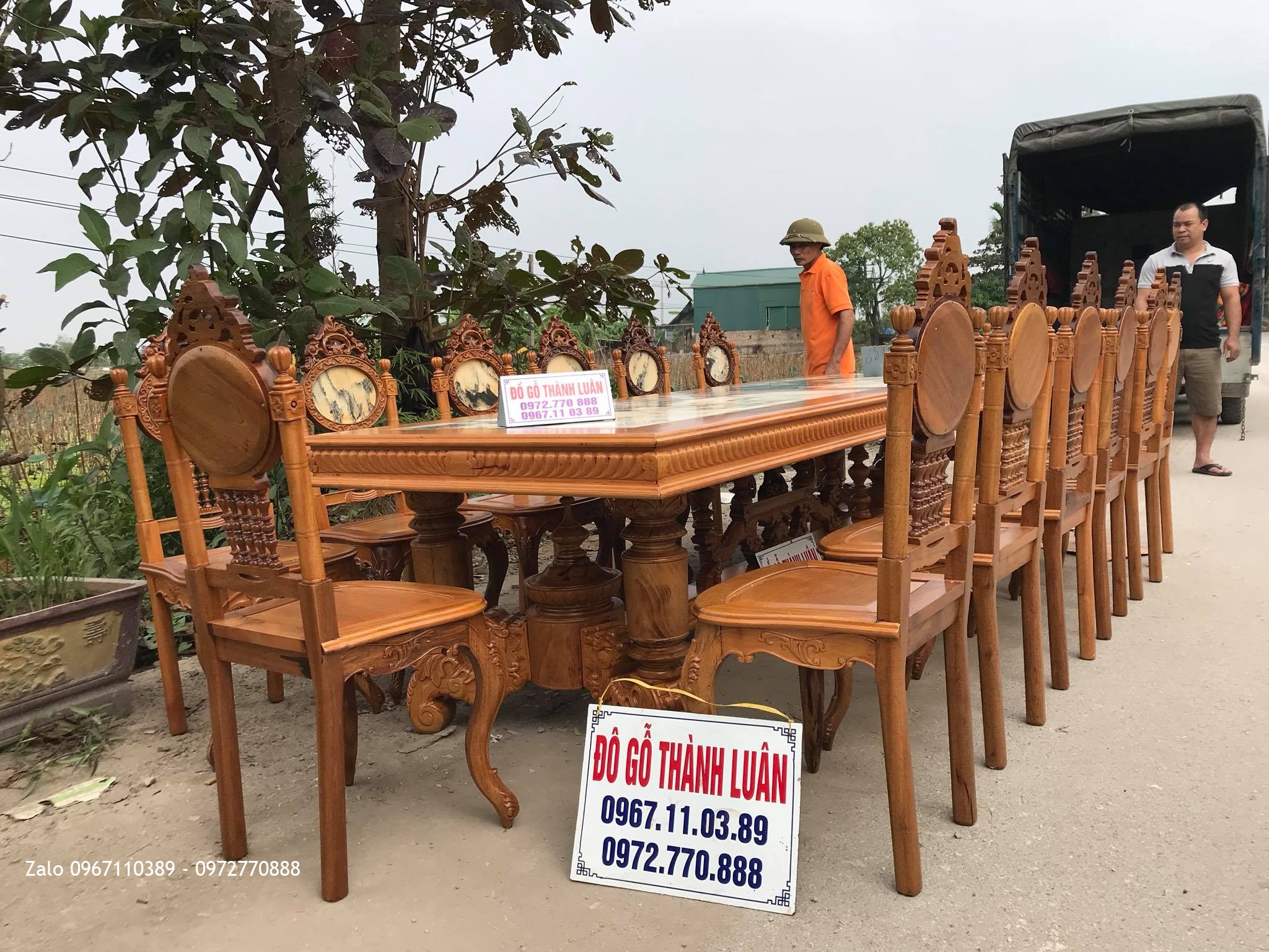 Bàn Ghế Ăn Vách Đồng Hồ Đá (Lu-i) 14 Ghế, 1 Bàn.