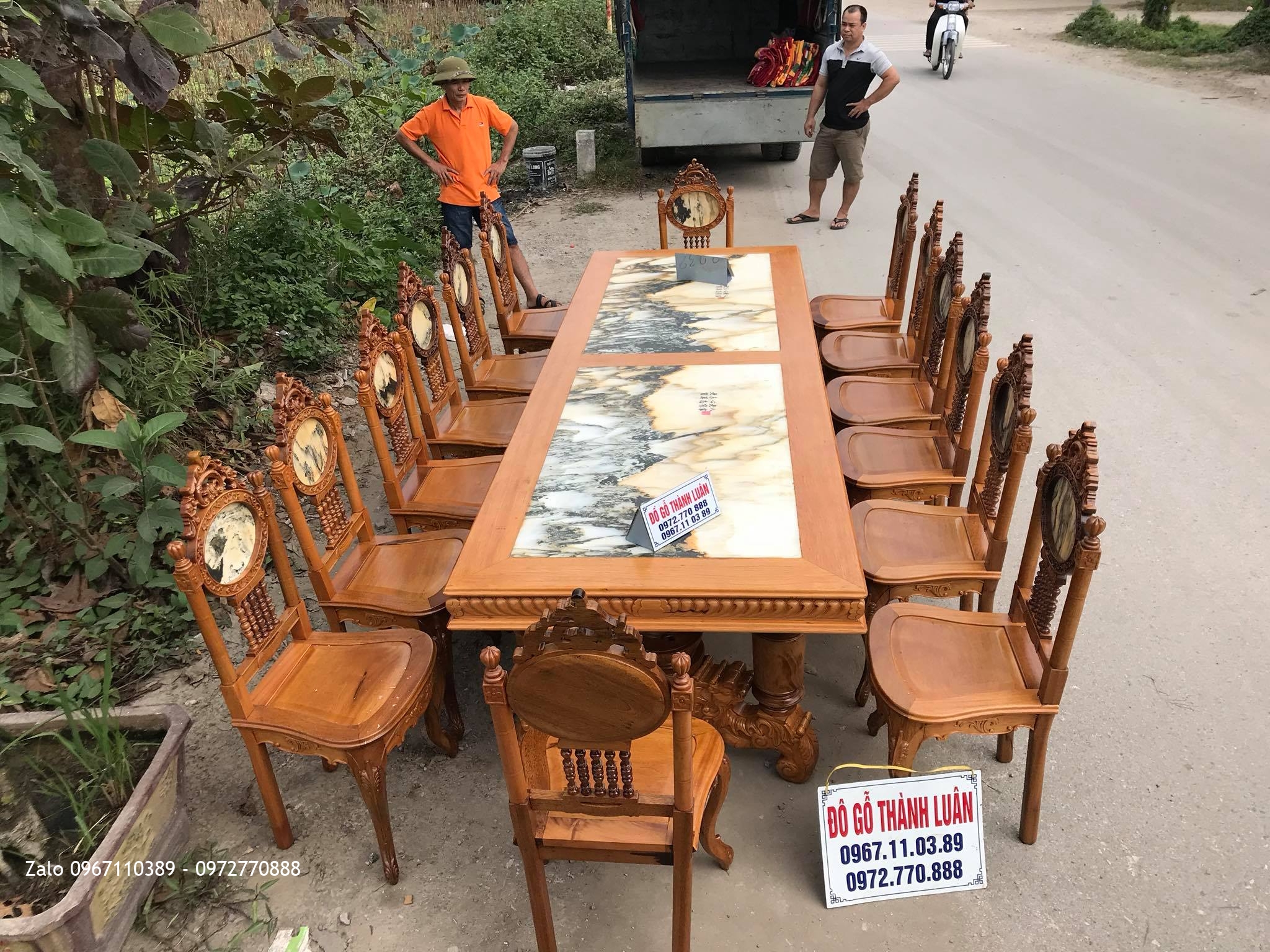 Bàn Ghế Ăn Vách Đồng Hồ Đá (Lu-i) 14 Ghế, 1 Bàn.