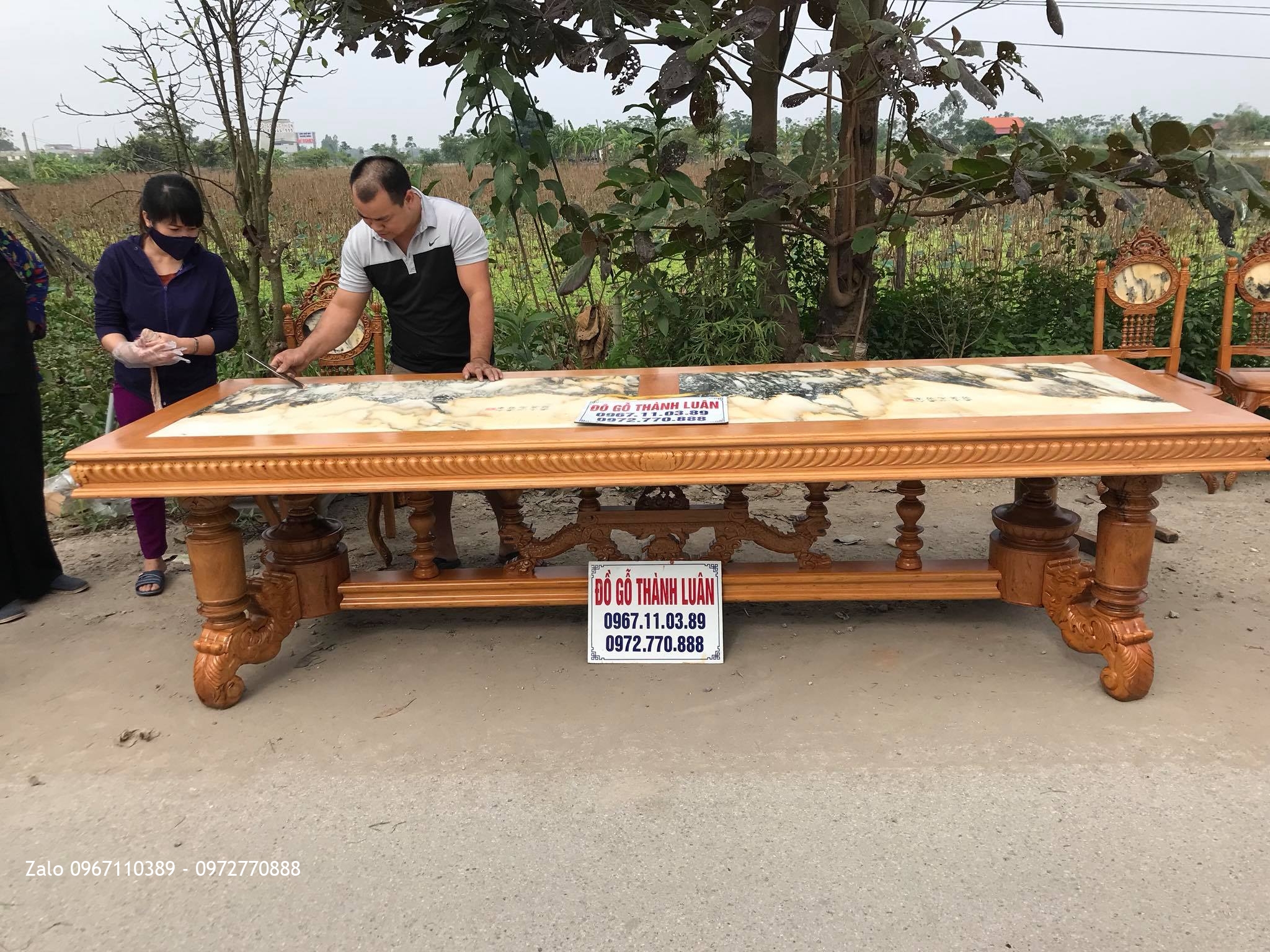 Bàn Ghế Ăn Vách Đồng Hồ Đá (Lu-i) 14 Ghế, 1 Bàn