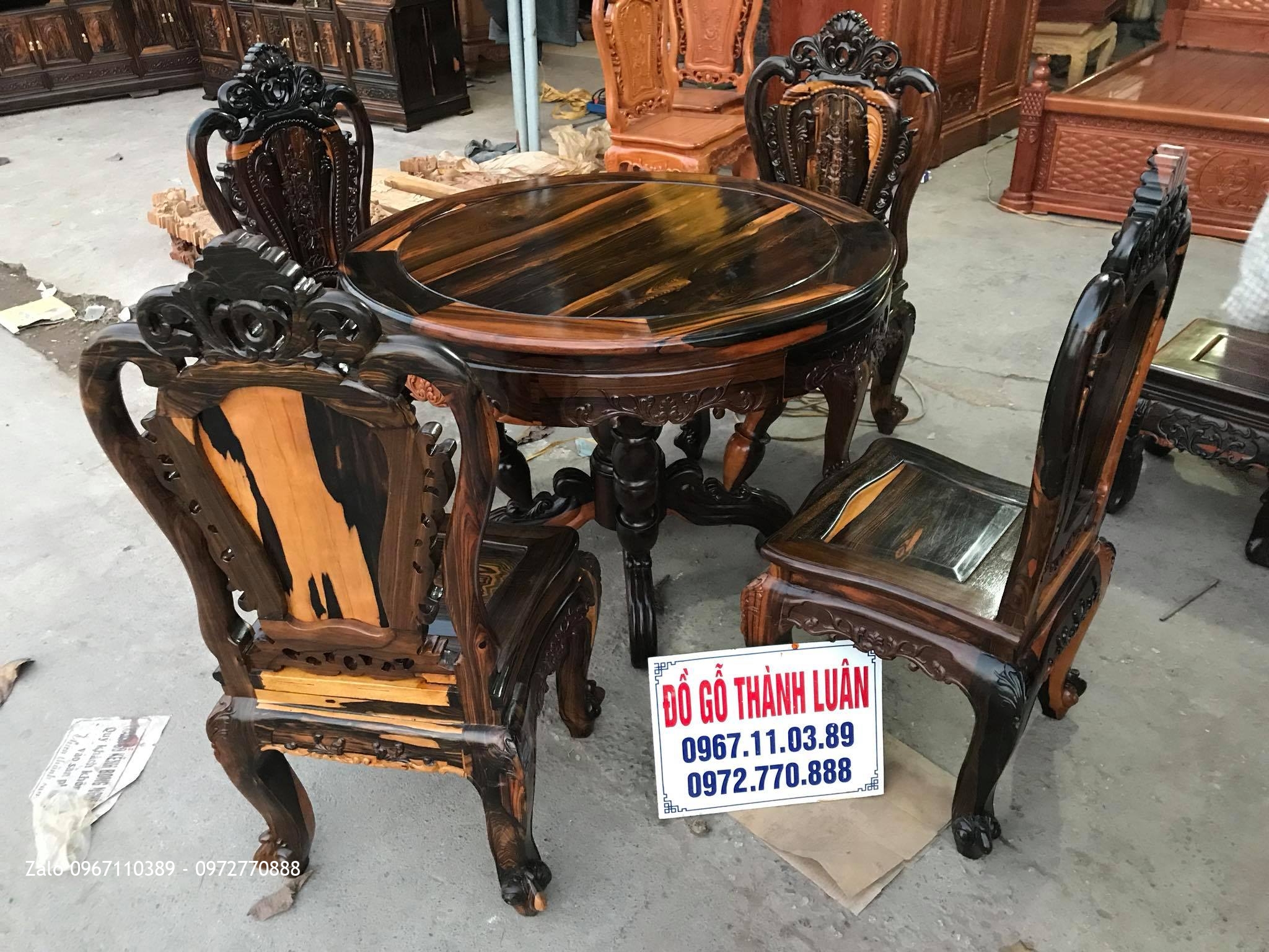 Bộ Bàn Ghế Ăn Mẫu Hoa Lan Tây Gỗ Mun. A Toàn Nha Trang