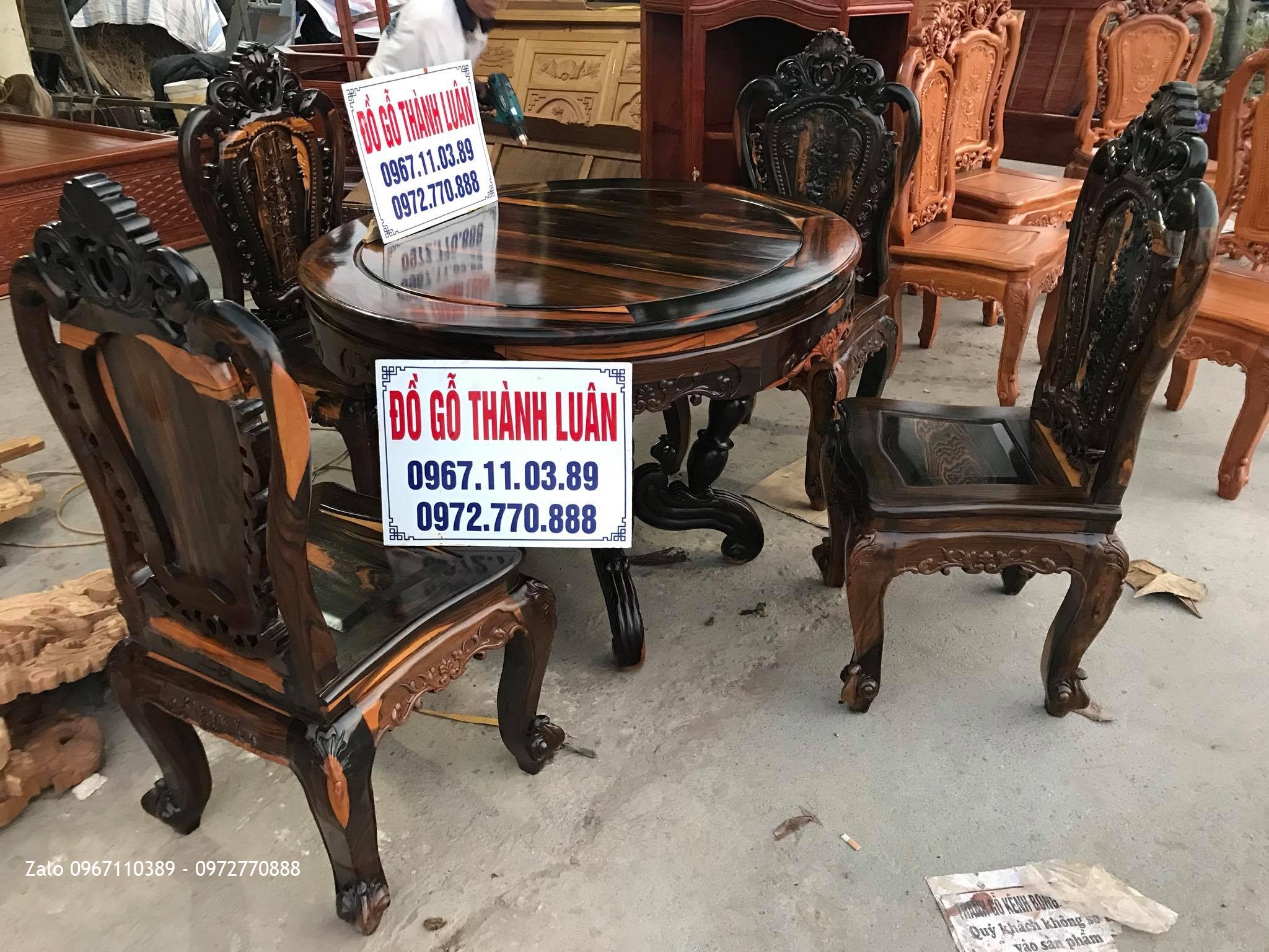 Bộ Bàn Ghế Ăn Mẫu Hoa Lan Tây Gỗ Mun. A Toàn Nha Trang.