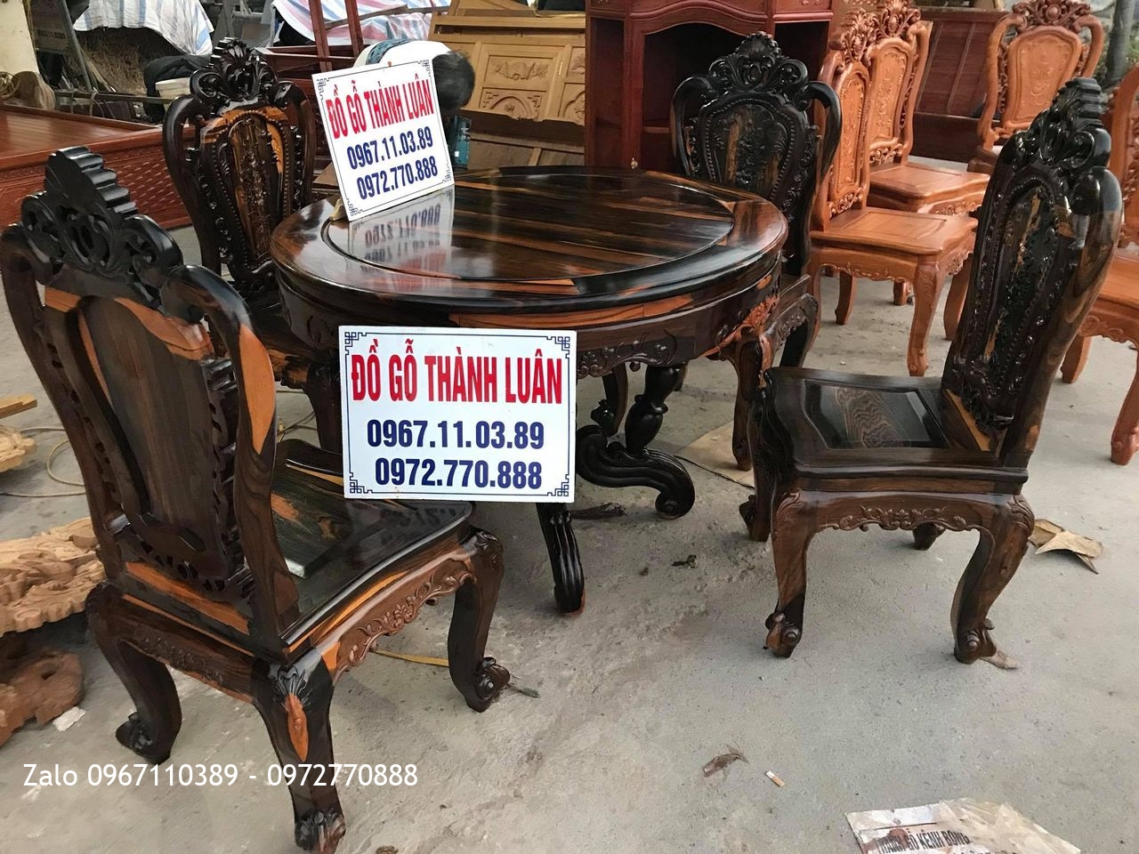 Bộ Bàn Ghế Ăn Mẫu Hoa Lan Tây Gỗ Mun. A Toàn Nha Trang