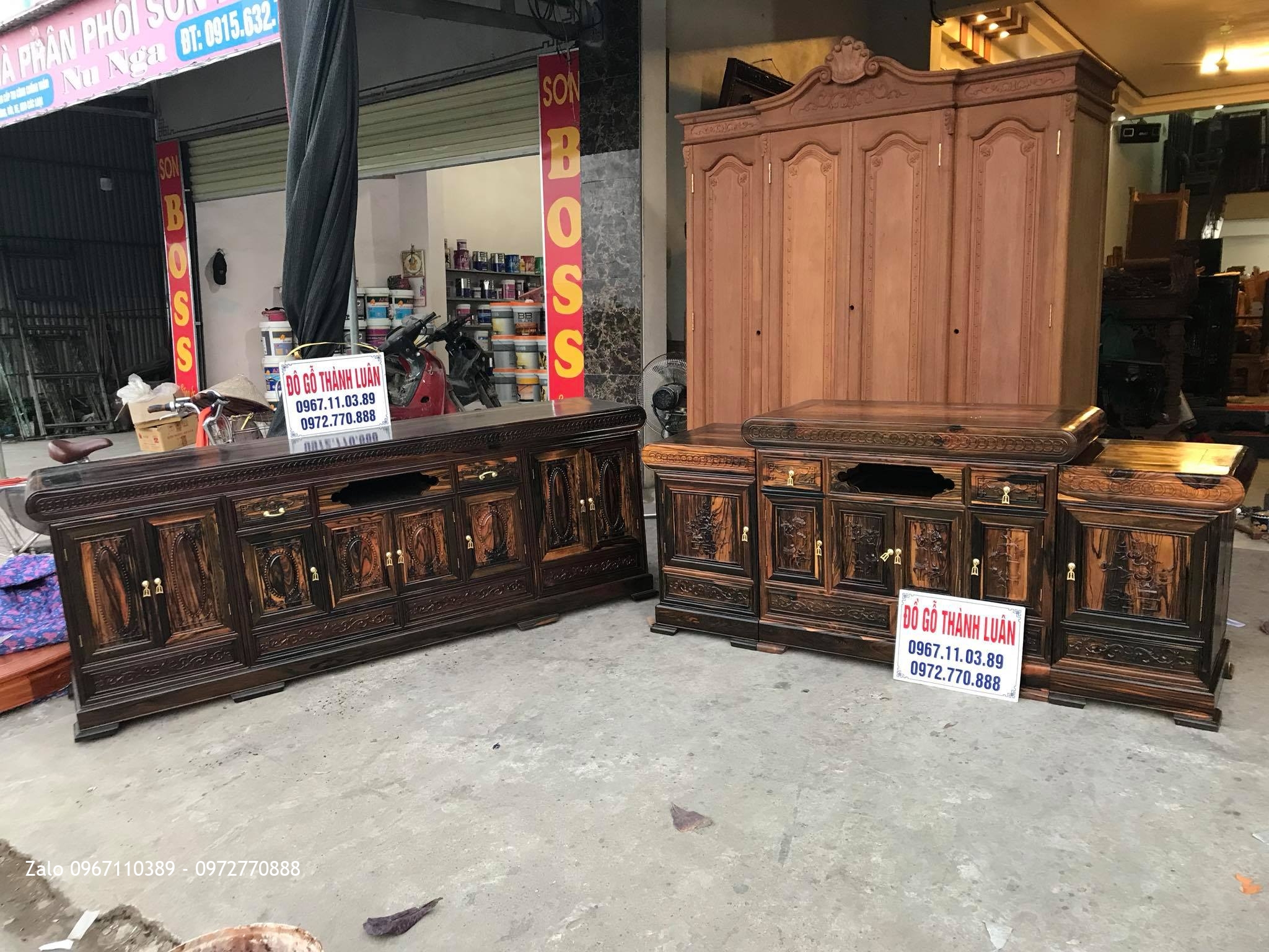 2 Tủ Kệ Tivi Kiểu Mõ Gỗ Mun VÍP. A Toàn Nha Trang ..