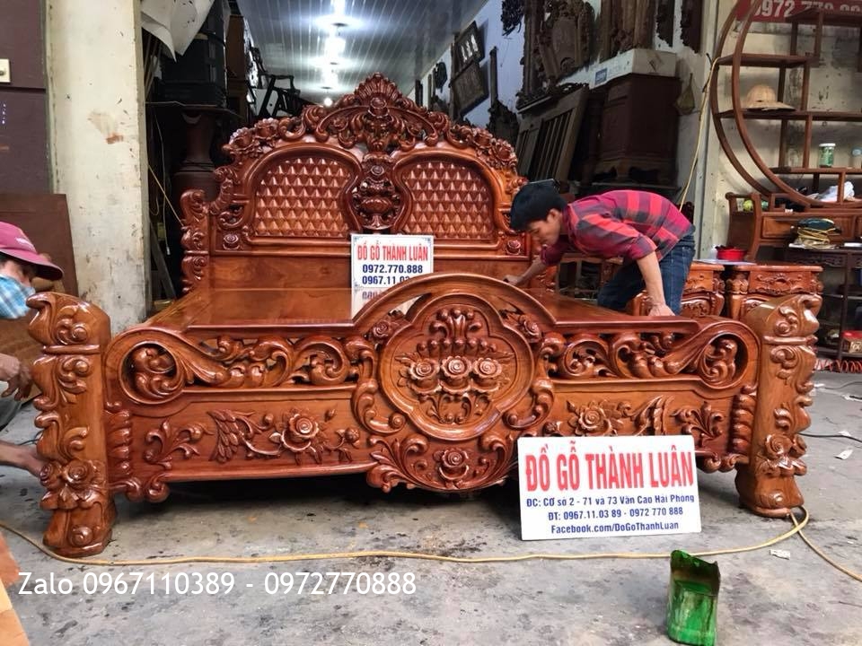 Giường Hoa Hồng Gỗ Hương Lu-i,..