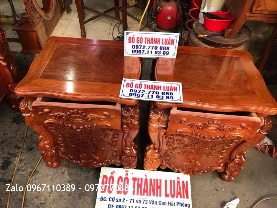 Giường Hoa Hồng Gỗ Hương Lu-i