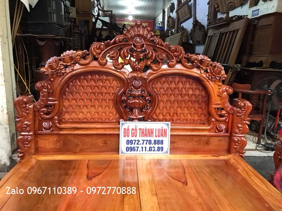 Giường Hoa Hồng Gỗ Hương Lu-i:.