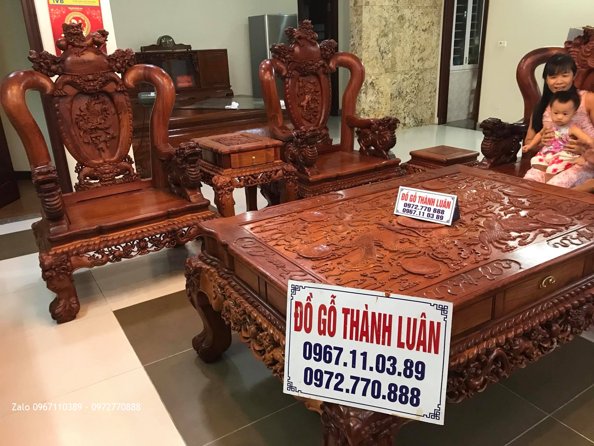 Bộ Ghế Nghê Bảo Đỉnh Gỗ Hương Đỏ Lào Khủng. A YẾN Tây Hồ HN: