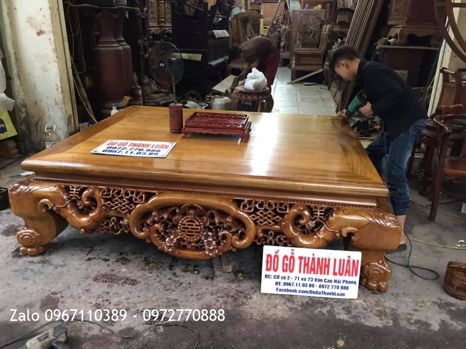 Sập Ngũ Phúc Kim Tiền Gỗ Gụ 1m6-2m. Khách Hải Phòng,