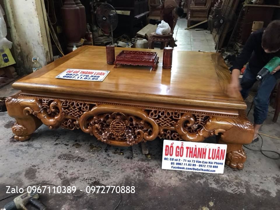 Sập Ngũ Phúc Kim Tiền Gỗ Gụ 1m6-2m. Khách Hải Phòng.