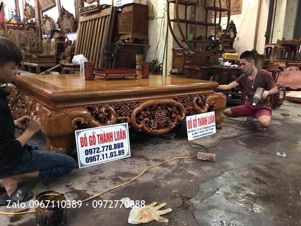 Sập Ngũ Phúc Kim Tiền Gỗ Gụ 1m6-2m. Khách Hải Phòng..