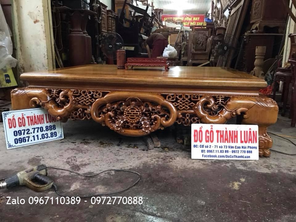 Sập Ngũ Phúc Kim Tiền Gỗ Gụ 1m6-2m. Khách Hải Phòng.: