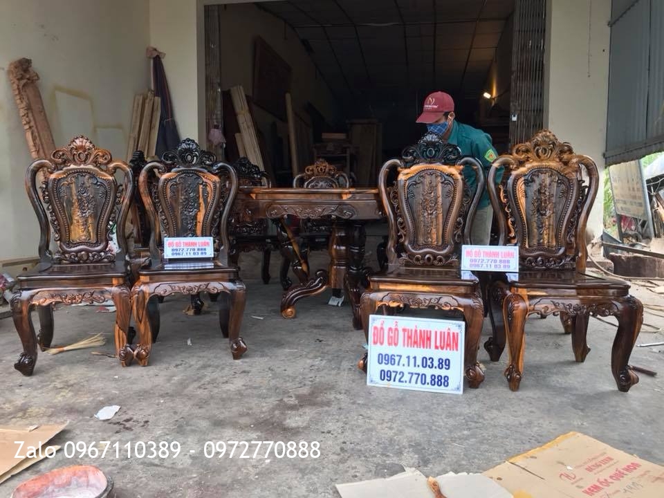 Bộ Ghế Ăn Mẫu Lu-i Gỗ Mun. Khách Nha Trang,
