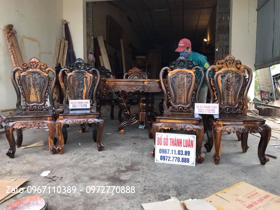 Bộ Ghế Ăn Mẫu Lu-i Gỗ Mun. Khách Nha Trang,