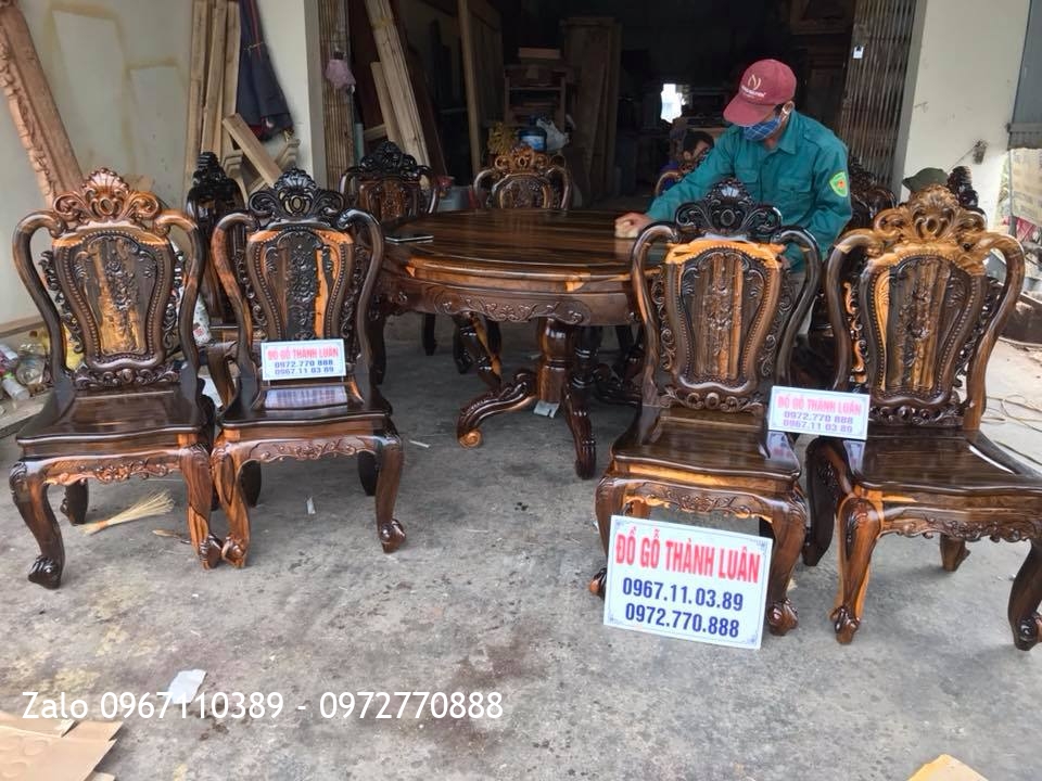 Bộ Ghế Ăn Mẫu Lu-i Gỗ Mun. Khách Nha Trang.