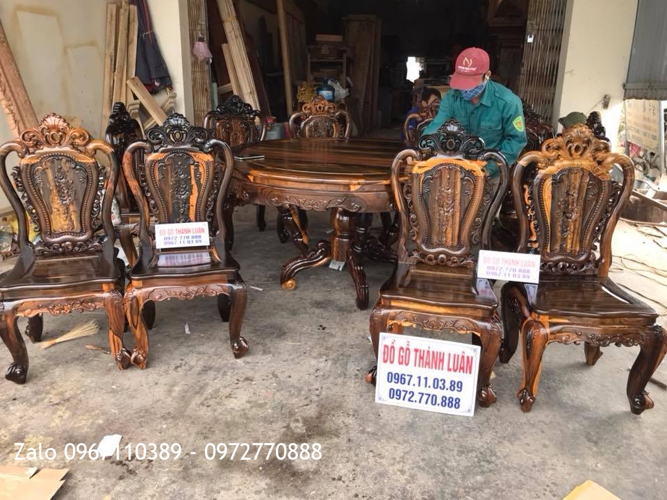 Bộ Ghế Ăn Mẫu Lu-i Gỗ Mun. Khách Nha Trang.