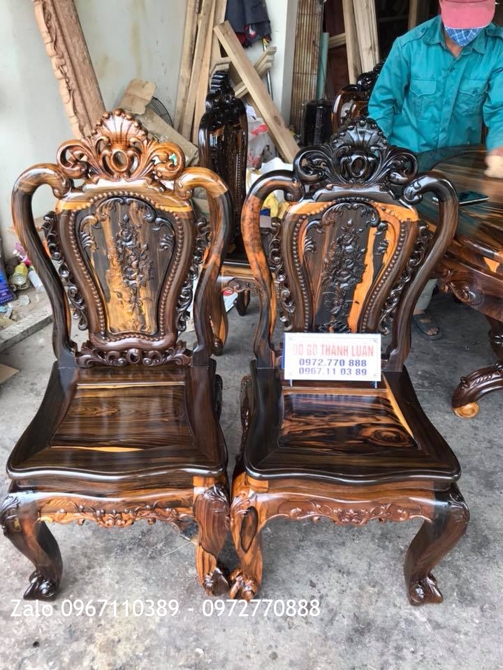 Bộ Ghế Ăn Mẫu Lu-i Gỗ Mun. Khách Nha Trang..