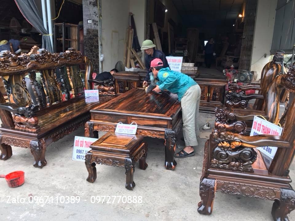 Bộ Minh Quốc Nghê Gỗ Mun Hoa, Kệ Tivi. Khách Yên Bái