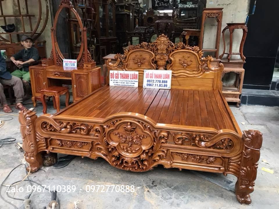 Giường Hồng Lu-i, Tủ phấn Gỗ Hương. Khách Hải Phòng