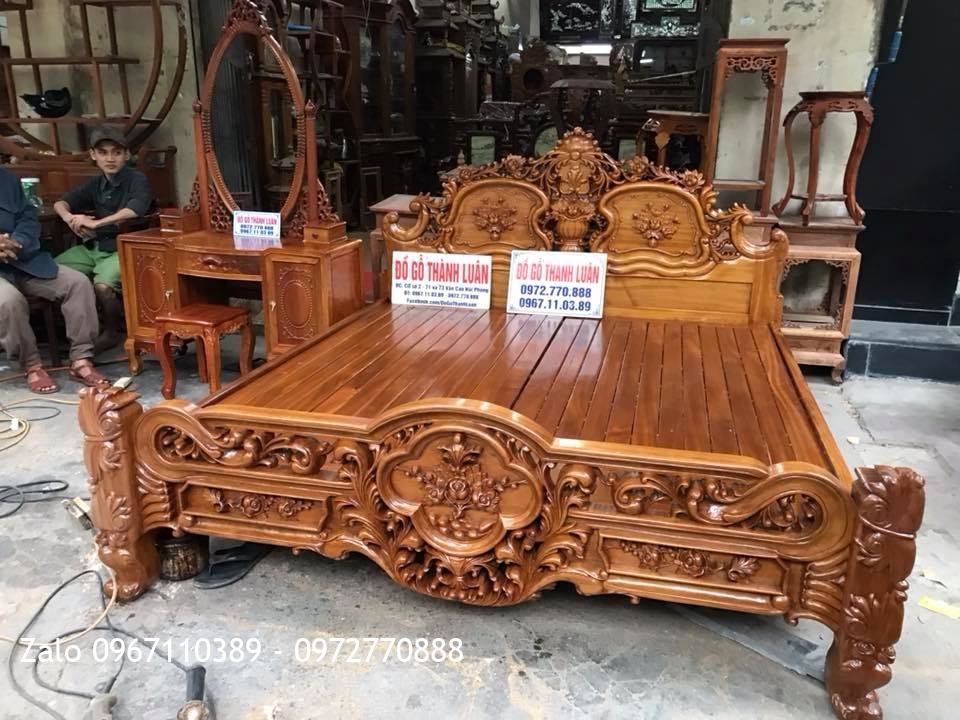 Giường Hồng Lu-i, Tủ phấn Gỗ Hương. Khách Hải Phòng