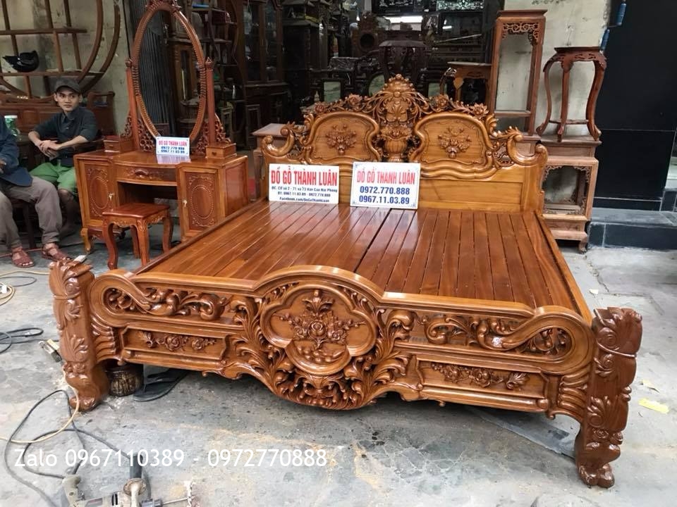 Giường Hồng Lu-i, Tủ phấn Gỗ Hương. Khách Hải Phòng