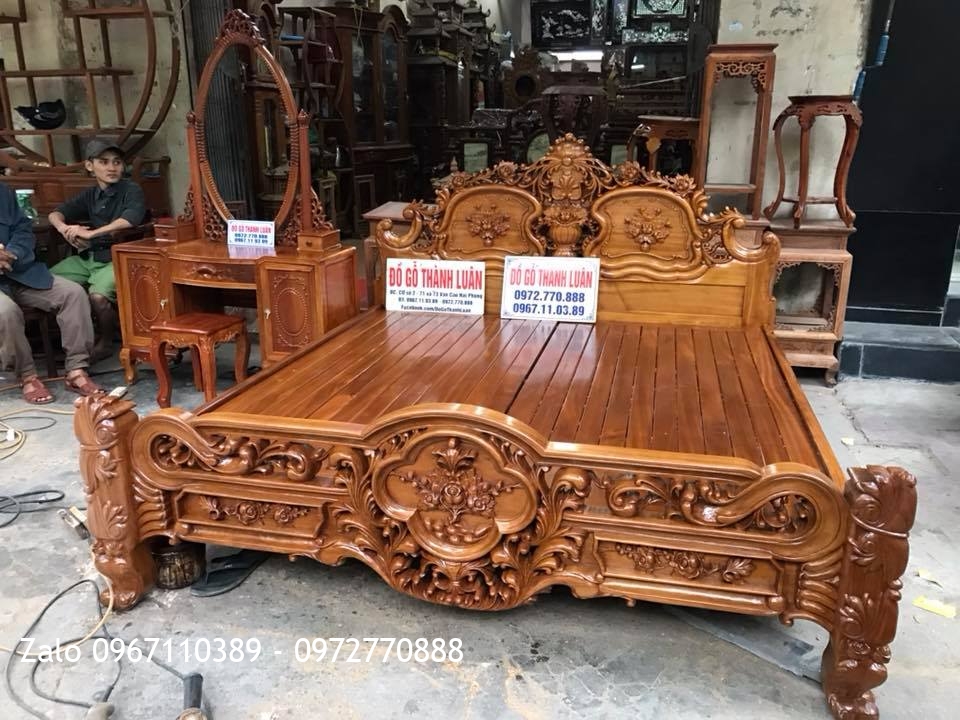 Giường Hồng Lu-i, Tủ phấn Gỗ Hương. Khách Hải Phòng: