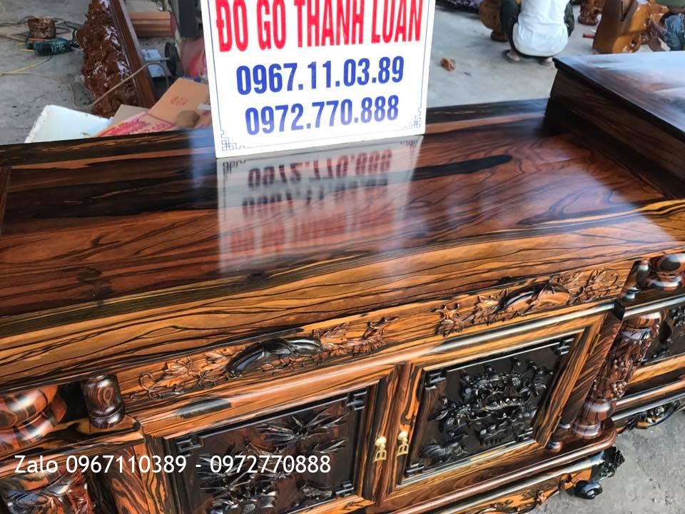 Tủ Tivi Gỗ Mun Hoa 4 Cánh Đục Tứ Quý,.