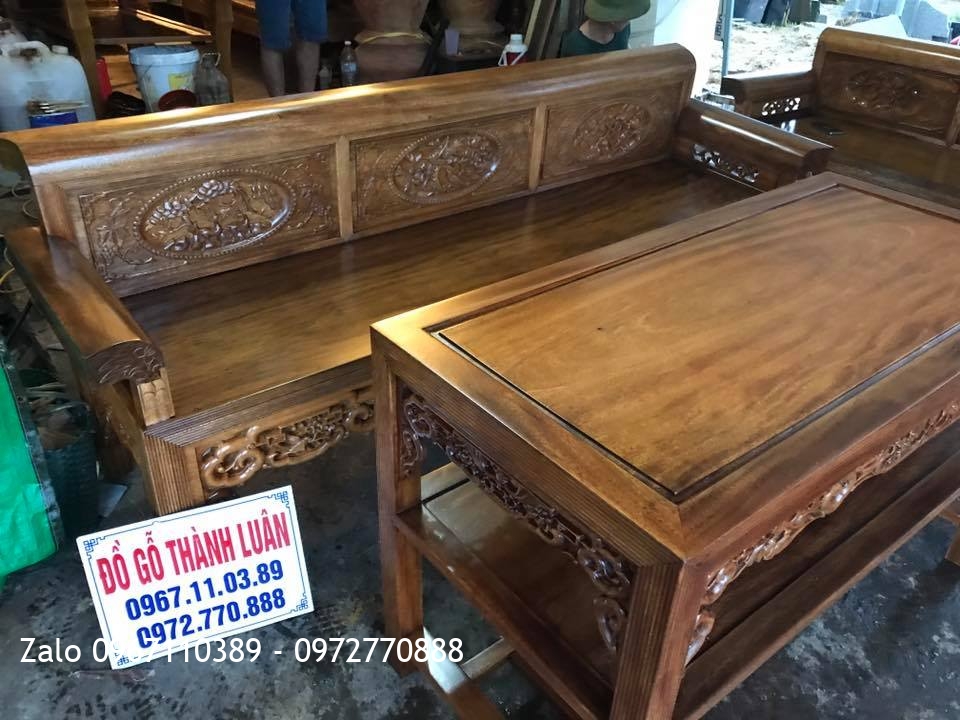 Bộ Trường Kỷ Gỗ Lim Xanh Nam Phi Ván Dày 3cm. Khách Hà Nội