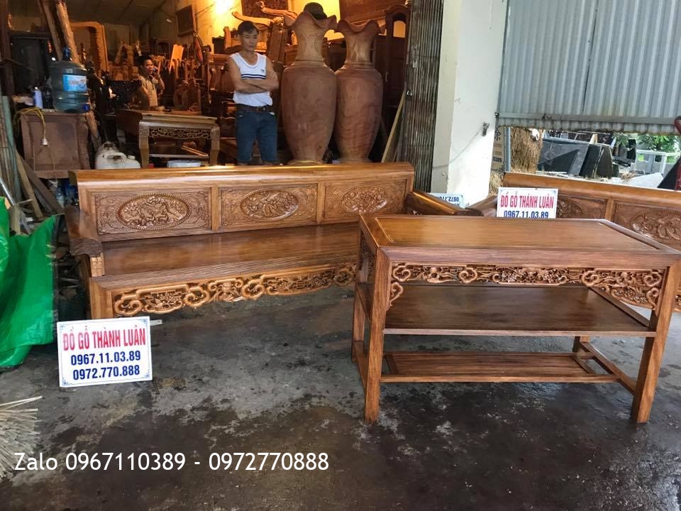 Bộ Trường Kỷ Gỗ Lim Xanh Nam Phi Ván Dày 3cm. Khách Hà Nộii.