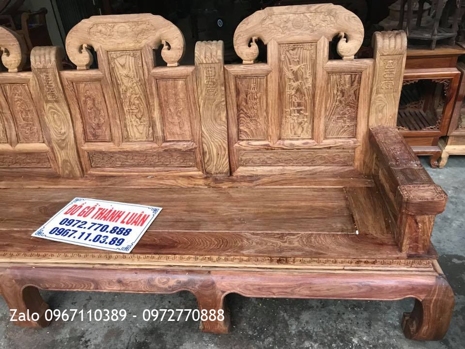 Bộ Bàn Ghế Như Ý Voi Tay Thẻ Bài Chân Cong Gỗ Hương Vân Đỏ Nam Phi Gồm 6 Món..