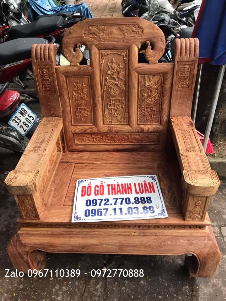 Bộ Bàn Ghế Như Ý Voi Tay Thẻ Bài Chân Cong Gỗ Hương Vân Đỏ Nam Phi Gồm 6 Món::.