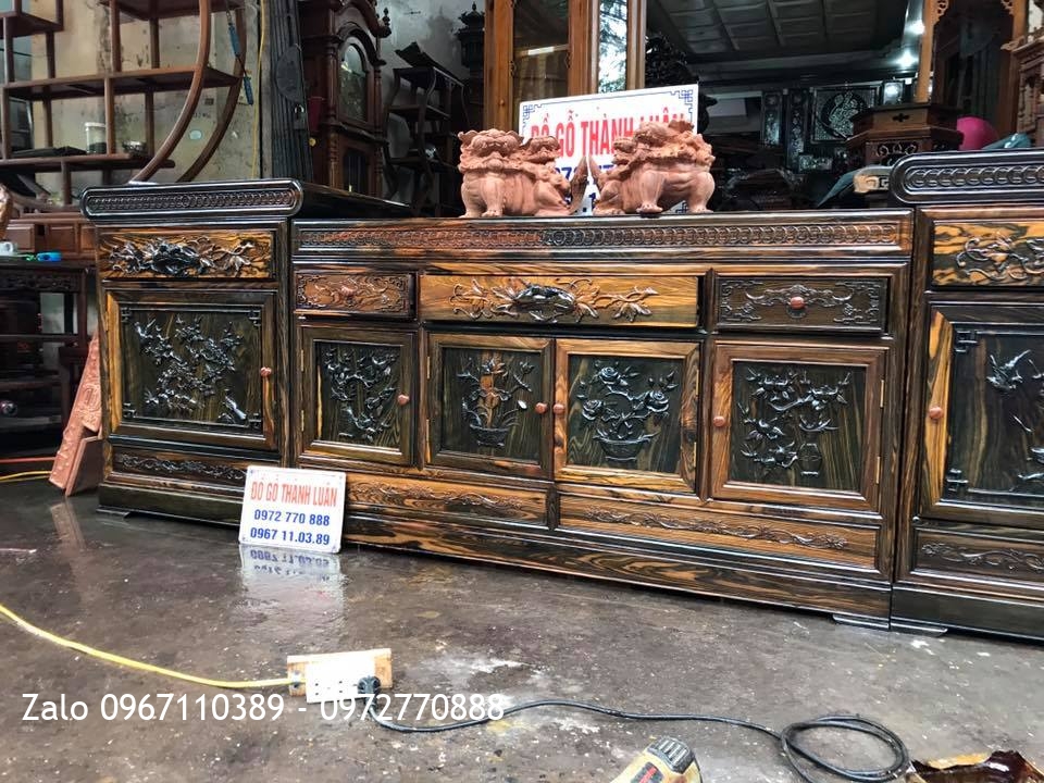 Kệ Tivi Gỗ Mun, Giường ,Bộ Lu-i Và 3 Món Gỗ Gụ Ta, Tủ góc. Bác Đạt Hải Dương.