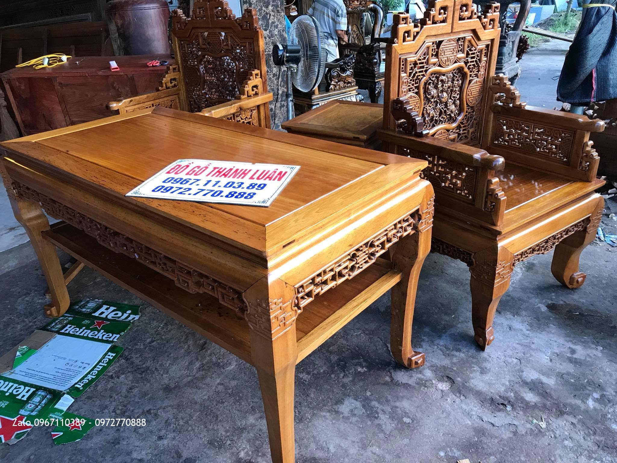 Bộ Trường Kỷ Huế Ngũ Lân Gỗ Gụ. Chú Cương Hưng Yên.