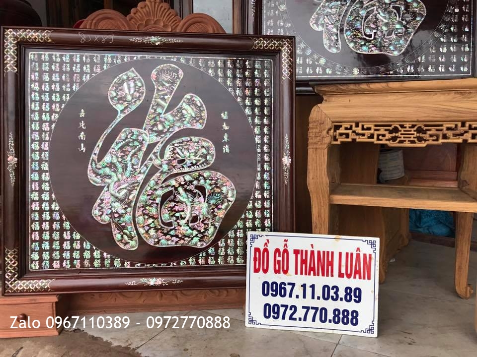 Tranh Chữ PHÚC Gỗ Gụ Khảm Ốc Singapore..:.