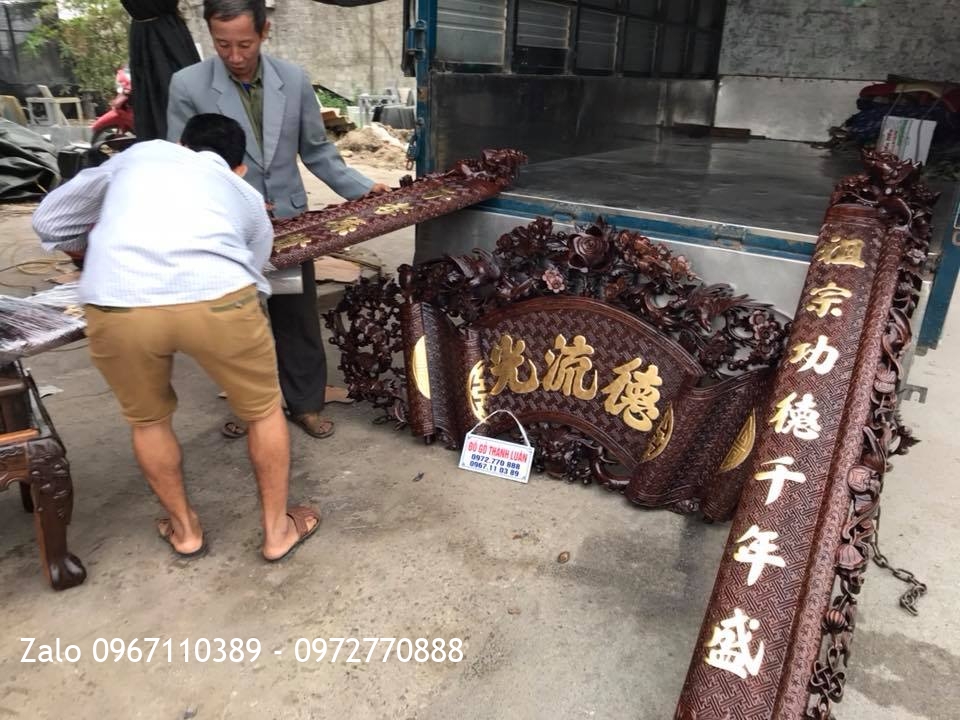 Bộ Cuốn Thư Câu Đối Gỗ Gụ Dát Vàng 9999