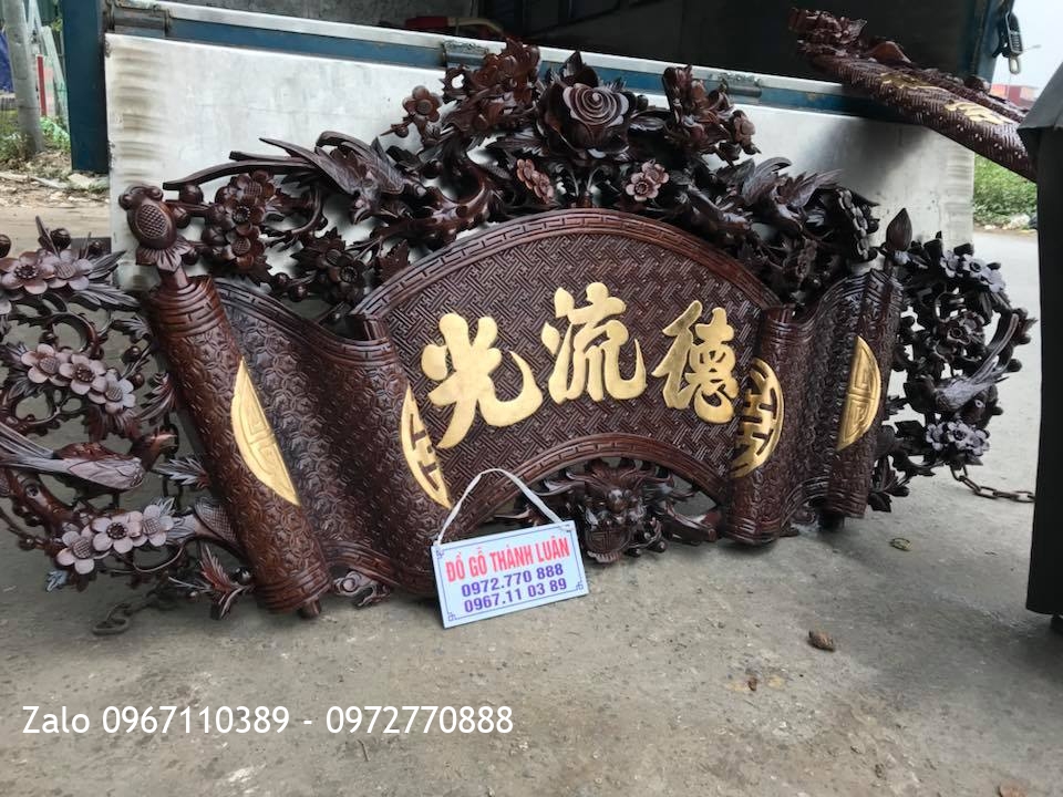 Bộ Cuốn Thư Câu Đối Gỗ Gụ Dát Vàng 9999,