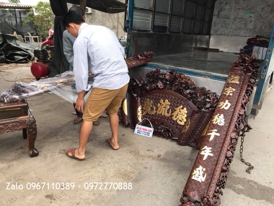 Bộ Cuốn Thư Câu Đối Gỗ Gụ Dát Vàng 9999.