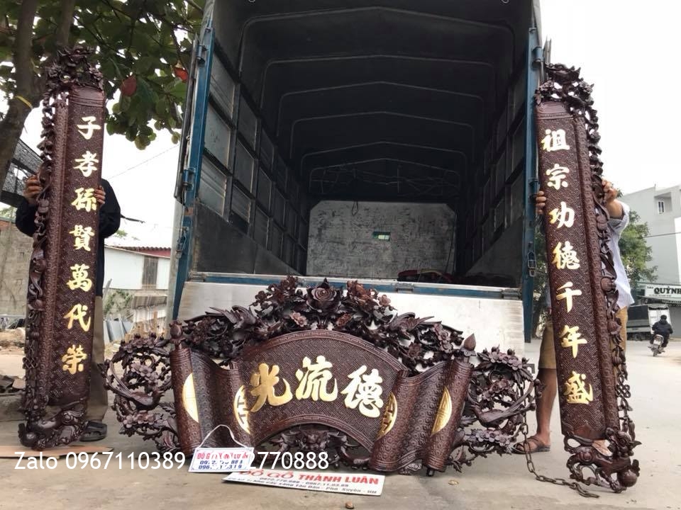 Bộ Cuốn Thư Câu Đối Gỗ Gụ Dát Vàng 9999.