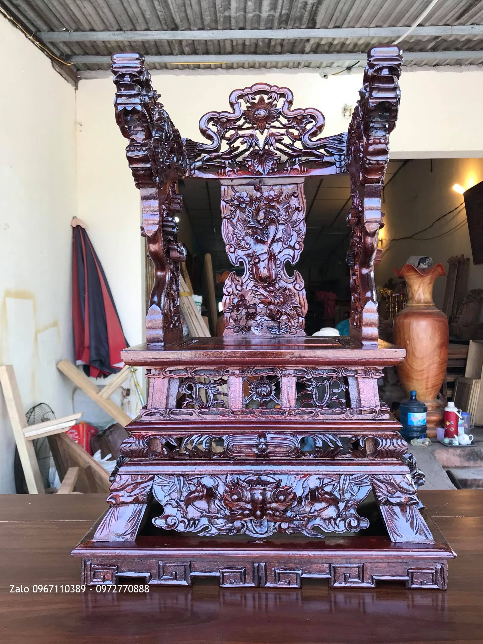 Bộ Sập Thờ Tứ Linh Nghê Trầu Siêu Khủng Gỗ Gụ. Chú Báu Hà Nam..