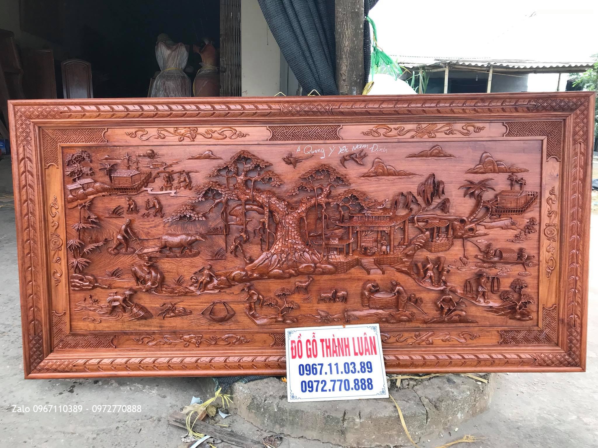 Tranh Đồng Quê Gỗ Hương Đá Nam Phi. A Quang Ý Yên Nam Định.